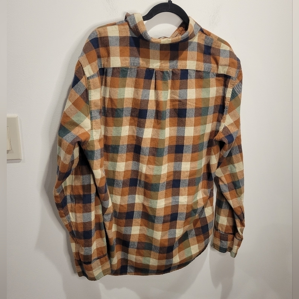J Crew Factory Size Xl Classic Fit Brown Gingham Flannel Shirt - Picture 4 of 6